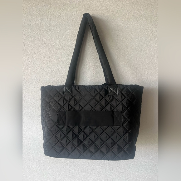 Joan & David Quilted Black Tote with Front Zip Pockets - Picture 2 of 10
